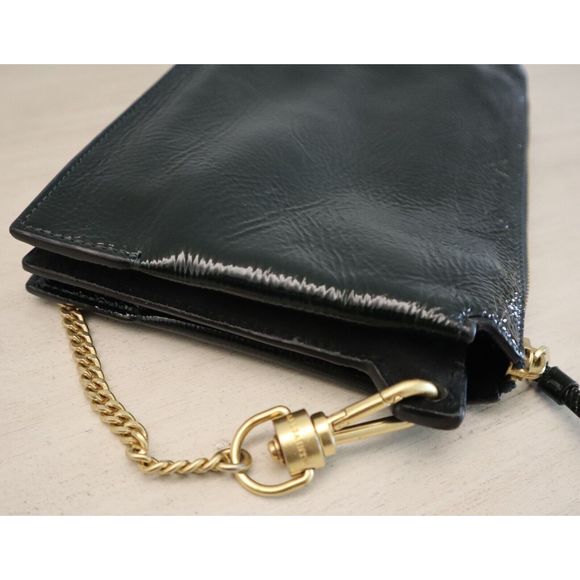 AllSaints Women's Black Fletcher Croc Embossed Leather Crossbody Bag Purse - Picture 7 of 9